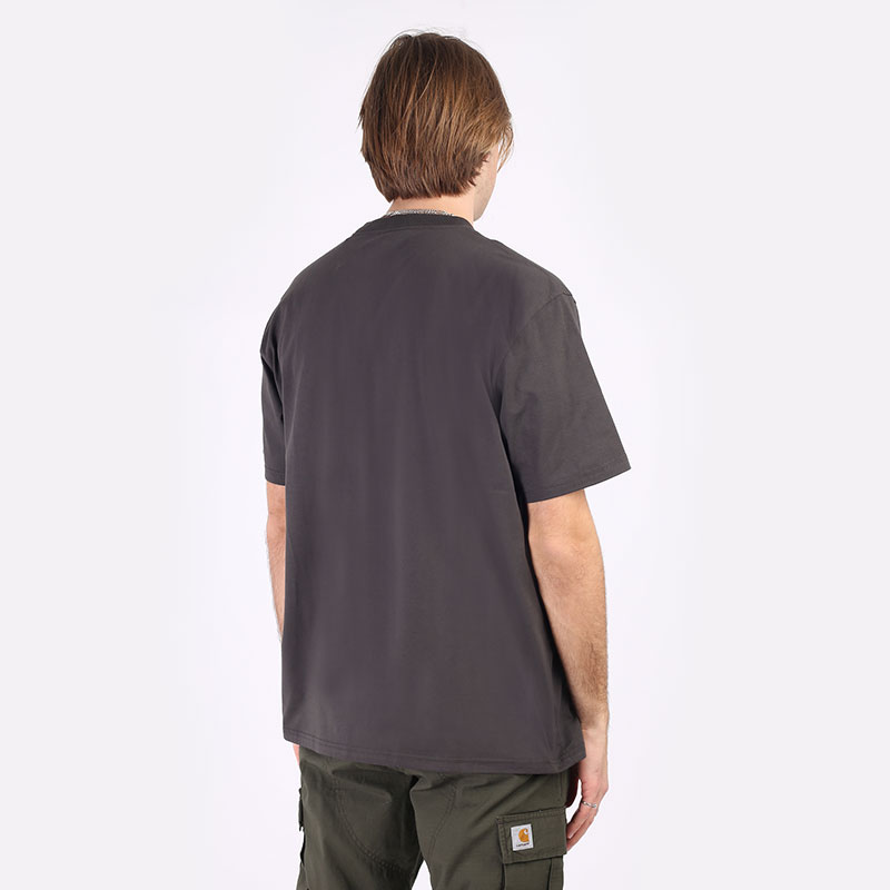 мужская коричневая футболка Carhartt WIP S/S Dome Script T-Shirt I029981-stormcloud - цена, описание, фото 4